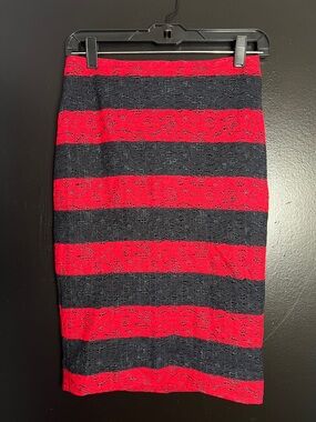 The Limited Striped Lace Pencil Skirt in Red and Navy